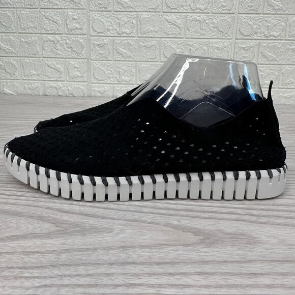 Ilse Jacobsen Hornbaek Tulip 139 Shoes WMNS 38 Black Perforated Slip On Sneakers - Picture 1 of 10
